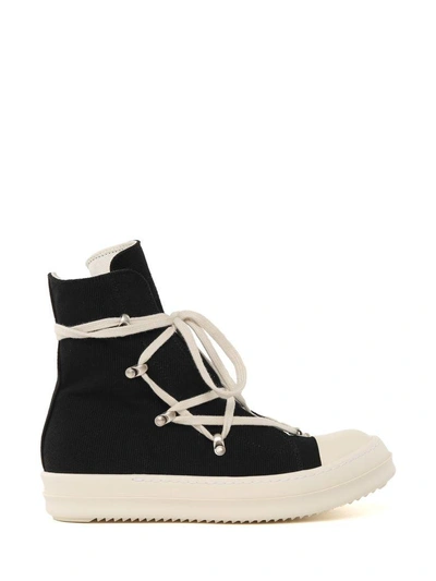 Shop Rick Owens High-top Cotton-canvas Sneakers In Nero