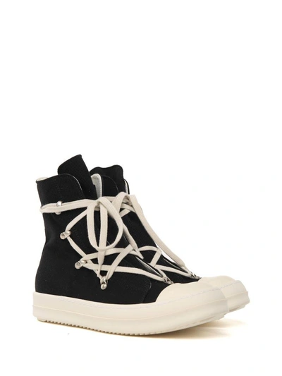 Shop Rick Owens High-top Cotton-canvas Sneakers In Nero