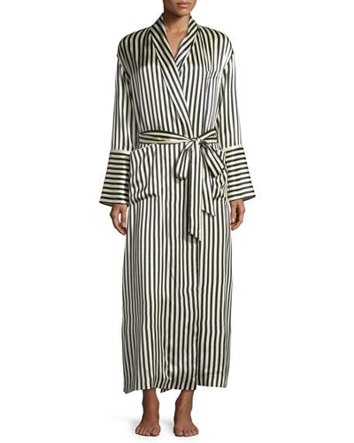 Shop Olivia Von Halle Capability Nika Silk Robe In Black/white