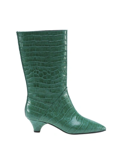 Shop Marni Boot Crocco Print In Green