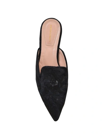 Shop Alberta Ferretti Emrboidered Velvet Slipper In Black