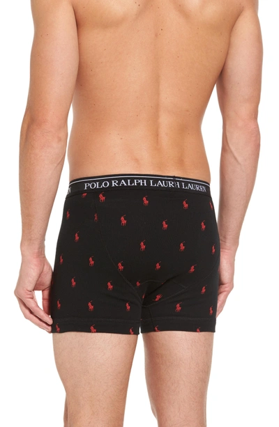 Shop Polo Ralph Lauren 3-pack Cotton Boxer Briefs In Black/ Black Stripe/ Red