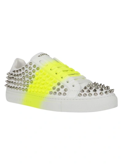 Shop Philipp Plein Studded Platform Sneakers In White-yellow