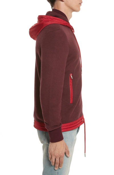 Shop Moncler Maglia Knit Bomber With Removable Hood In Pink