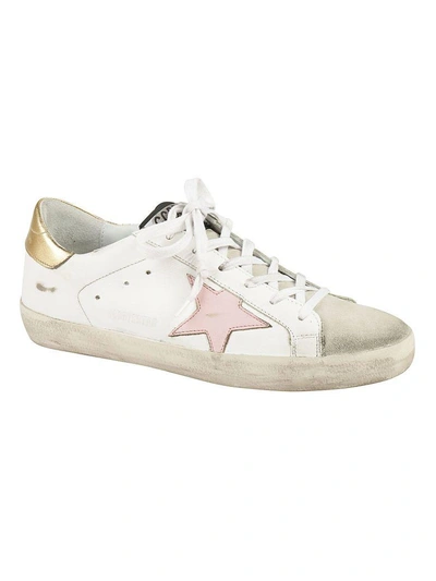 Shop Golden Goose Superstar Sneakers In White-gold-pink