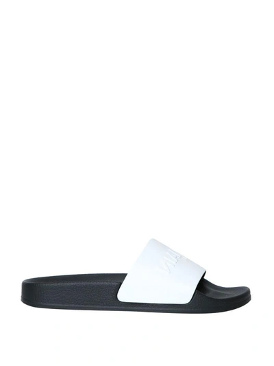 Shop Balmain Calypso Leather Slides In Bianco