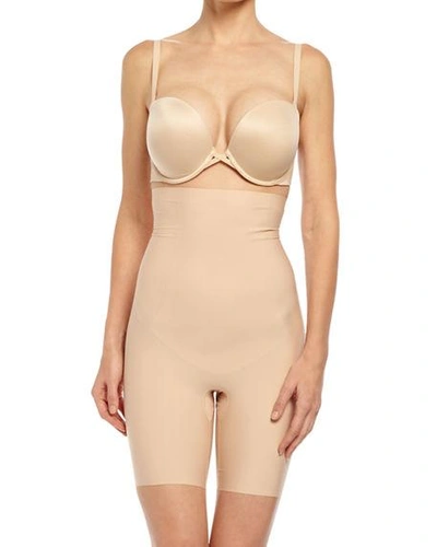 Shop Spanx Thinstincts High-waist Mid-thigh Shorts In Soft Nude