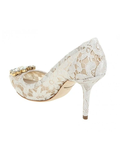 Shop Dolce & Gabbana Décolleté Taormina Lace With Crystals In White