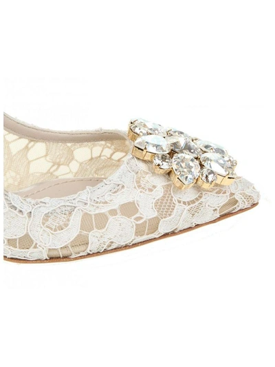 Shop Dolce & Gabbana Décolleté Taormina Lace With Crystals In White