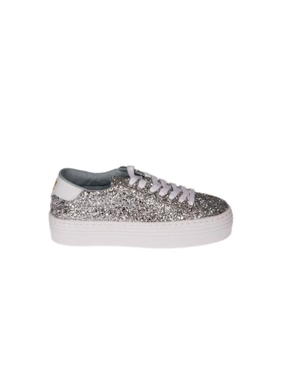 Shop Chiara Ferragni Logomania Sneakers In Silver Glitter