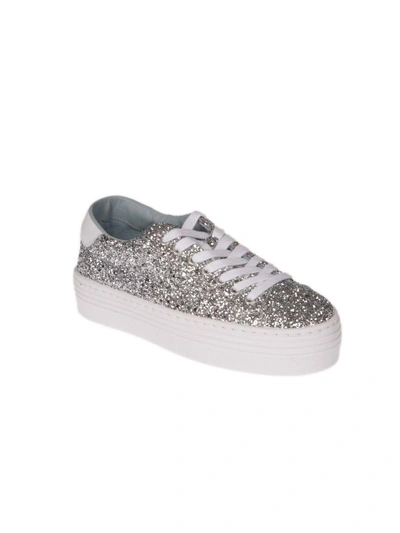 Shop Chiara Ferragni Logomania Sneakers In Silver Glitter