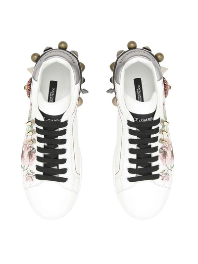 Shop Dolce & Gabbana Portofino Sneakers In Rose/farfalle F.do Rosa (white)