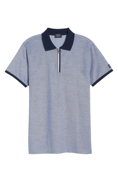 Shop Paul & Shark Zip Placket Polo In Blue