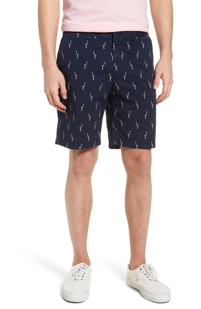Shop Vilebrequin Embroidered Twill Shorts In V-blue W/bermuda Sand