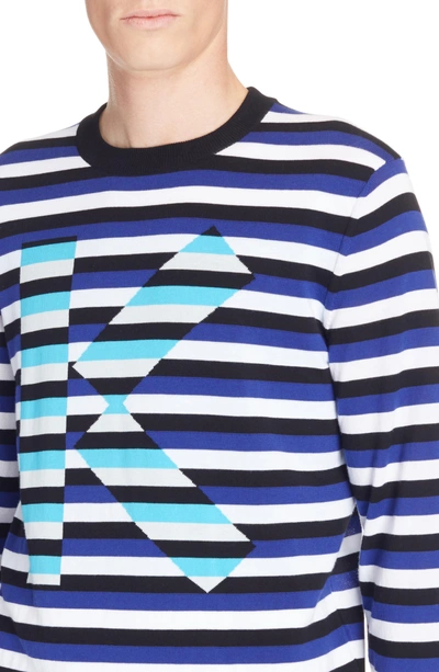 Shop Kenzo Large K Stripe Sweater In French Blue