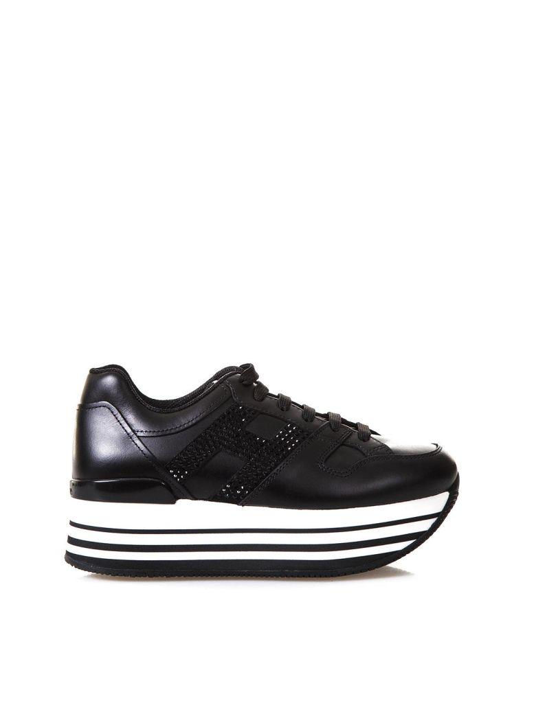 Hogan Embellished Leather Sneakers With Platform In Black | ModeSens
