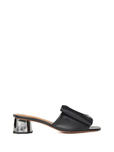 Shop Robert Clergerie Lendy Metal-heel Leather Mules In Nero