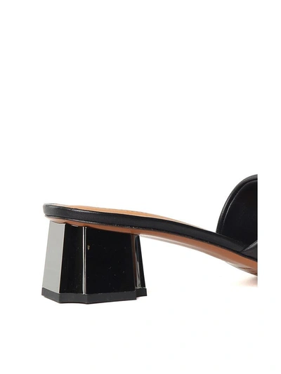 Shop Robert Clergerie Lendy Metal-heel Leather Mules In Nero