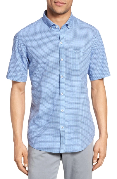 Shop Zachary Prell Billy Trim Fit Plaid Sport Shirt In Ocean