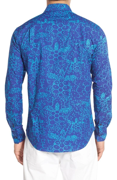 Shop Vilebrequin Regular Fit Turtle Print Sport Shirt In Celestial Blue