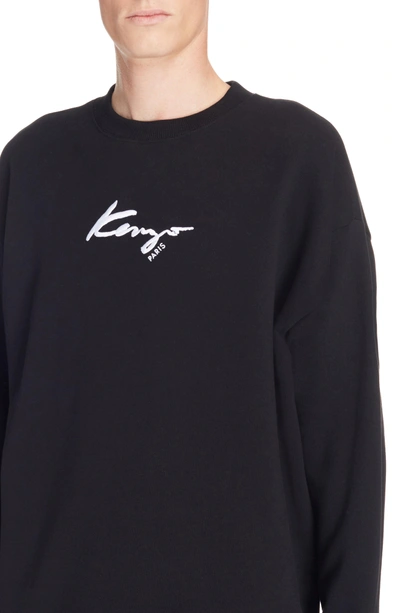 Shop Kenzo Embroidered Cursive Logo Sweatshirt In Black