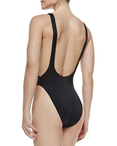 Shop Norma Kamali Marissa High-leg One-piece Swimsuit In Black