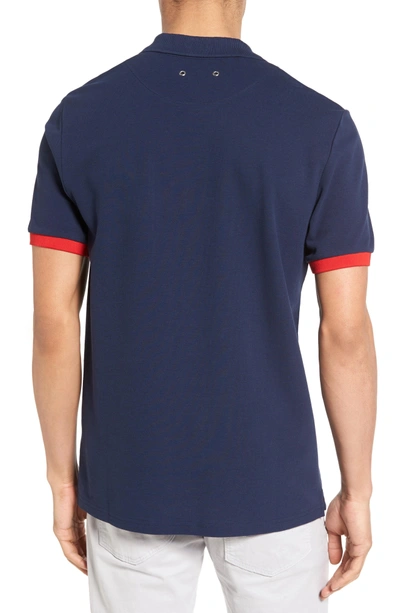 Shop Vilebrequin Logo Pique Polo In Navy/ Red