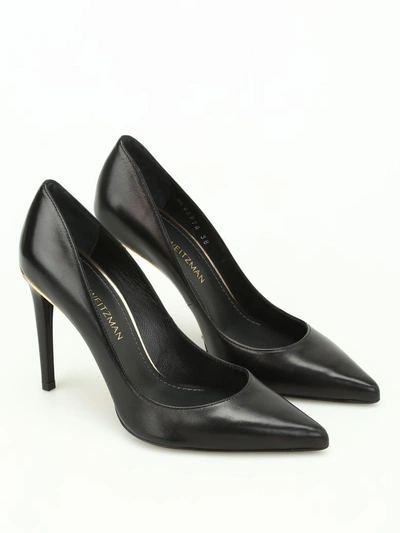 Shop Stuart Weitzman Curvia Leather Pumps In Black