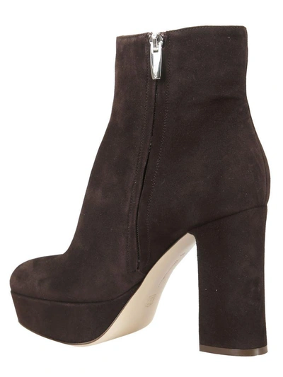 Shop Gianvito Rossi Velvet Foley Ankle Boots In Moka