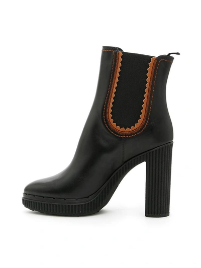 Shop Tod's Leather Booties With Elastic Sides In Moronero