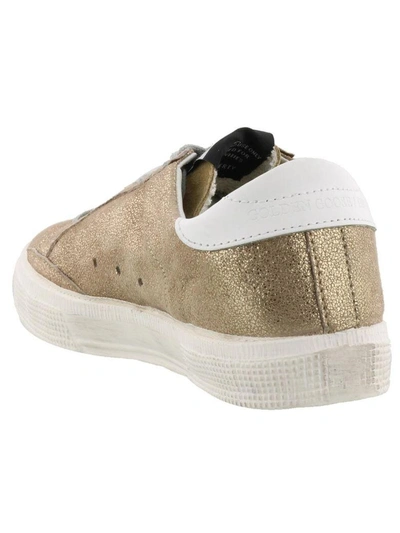 Shop Golden Goose May Sneaker In Gold Crack-white Star