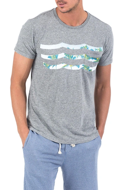 Shop Sol Angeles Palm Haze Waves Pocket T-shirt In Heather Grey