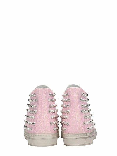 Shop Gienchi J.michel Pink Glitter Sneakers In Silver