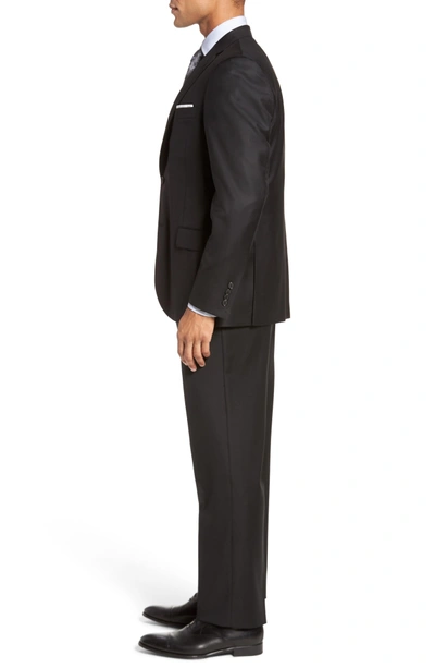 Shop Hickey Freeman Classic B Fit Solid Loro Piana Wool Suit In Black Solid