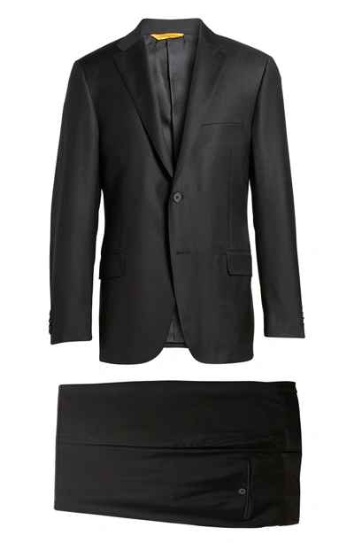 Shop Hickey Freeman Classic B Fit Solid Loro Piana Wool Suit In Black Solid