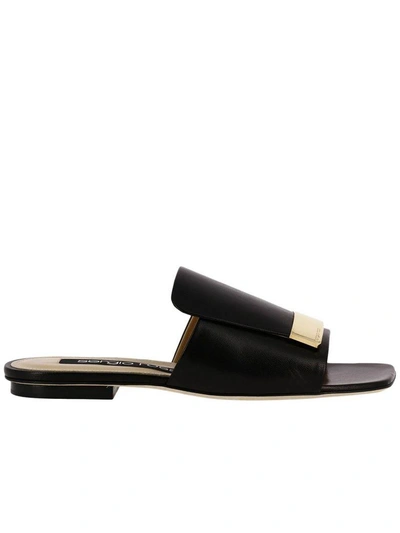Shop Sergio Rossi Flat Sandals Shoes Women  In Black