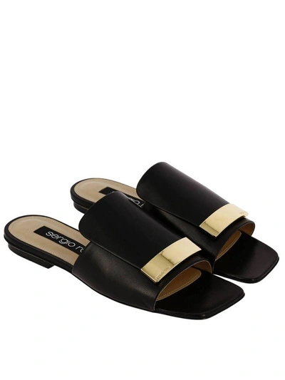 Shop Sergio Rossi Flat Sandals Shoes Women  In Black
