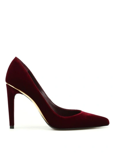 Shop Stuart Weitzman Curvia Velvet Pumps In Bordeaux