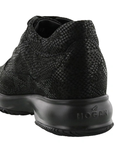 Shop Hogan Interactive Shiny Suede Sneakers In Black
