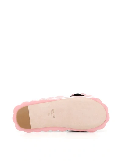 Shop Miu Miu Bicolor Patent Sandals In Nero+rosanero