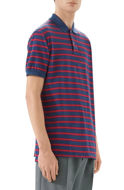 Shop Gucci Oversized Stripe Polo In Inchiostro/red