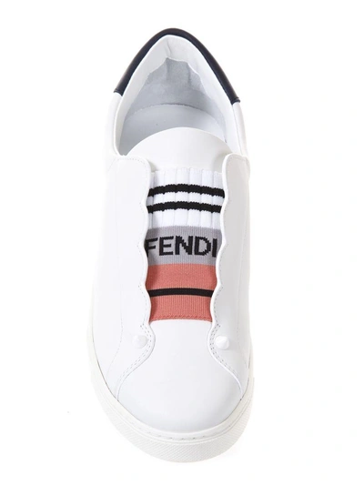 Shop Fendi Slip-on Leather Sneakers In White