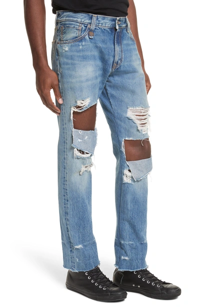 Shop R13 Sid Distressed Cutoff Straight Leg Jeans In Jasper Selvege W Rips