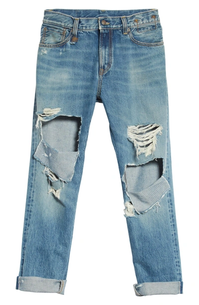 Shop R13 Sid Distressed Cutoff Straight Leg Jeans In Jasper Selvege W Rips