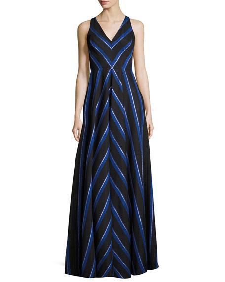 Halston Heritage Strapless Metallic-stripe Fit-and-flare Cocktail Dress ...