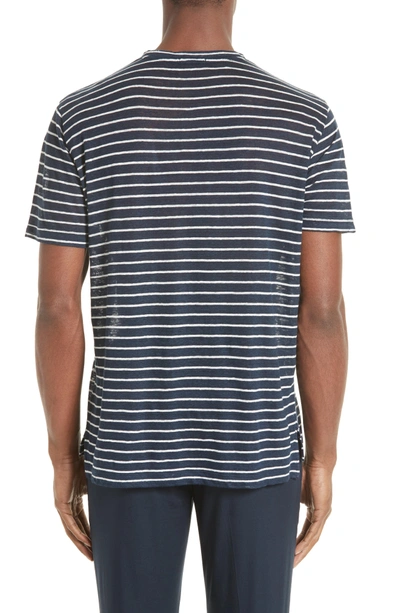 Shop Atm Anthony Thomas Melillo Stripe Linen Jersey T-shirt In Midnight/ White