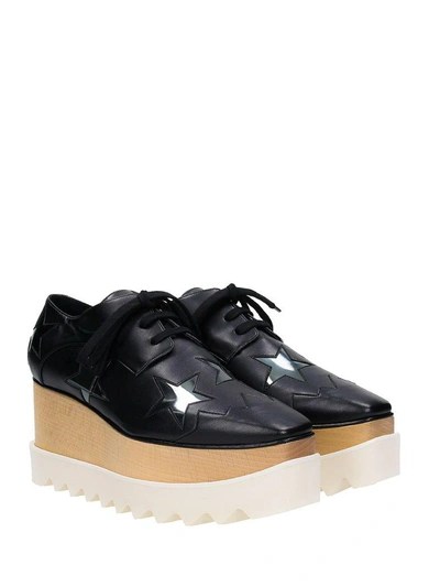 Shop Stella Mccartney Elyse Stelle Black Faux Leather Lace Up Shoes