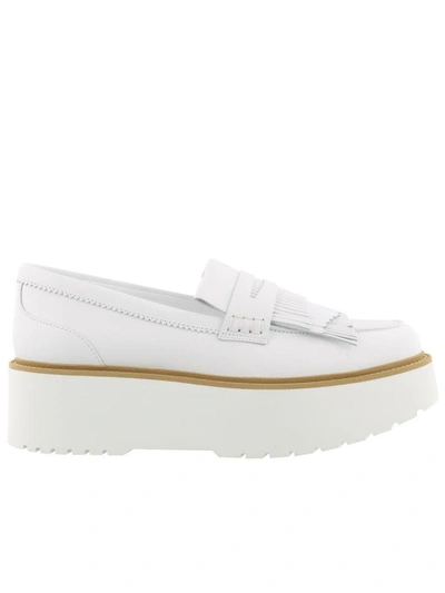 Shop Hogan H355 Loafers In White