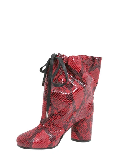 Shop Maison Margiela Oversize Ankle Boots In Rosso