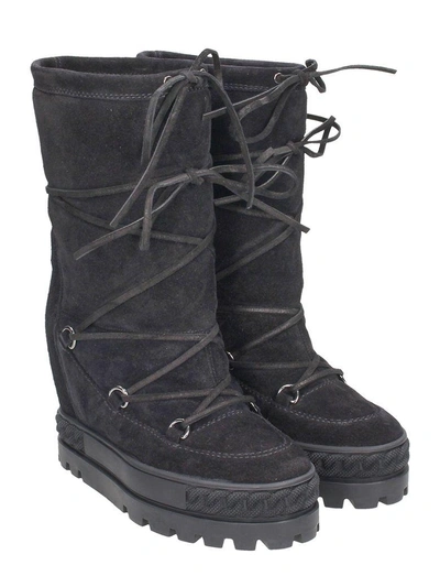 Shop Casadei Black Suede Ankle Boots